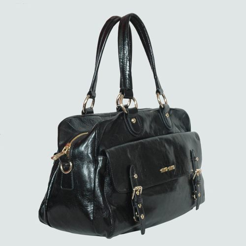 90263 Miu Miu Shiny Tote Borse in pelle 90.263 Nero